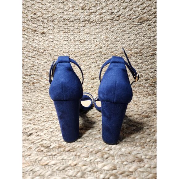 IDIFU Cookie Blue Suede 3" Block Heel Open Toe Chunky Strap Sandals Women's 8.5 - Picture 8 of 10